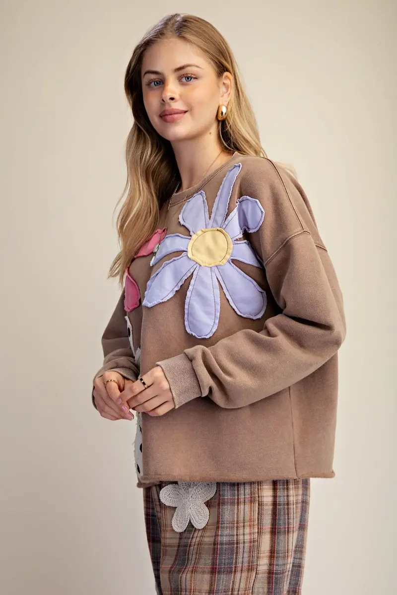 Blossom Babe Terry Pullover - Mocha