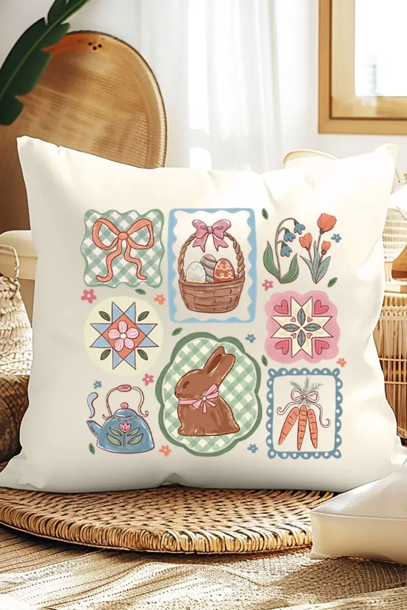 Blossom Bunny Patch Decorative Pillow Cover