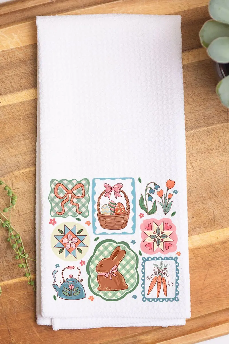 Blossom Bunny Patch Waffle Kitchen Towel