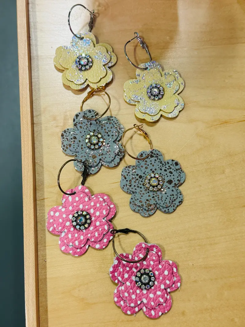 Blossom Leather Earrings - 3 Colors