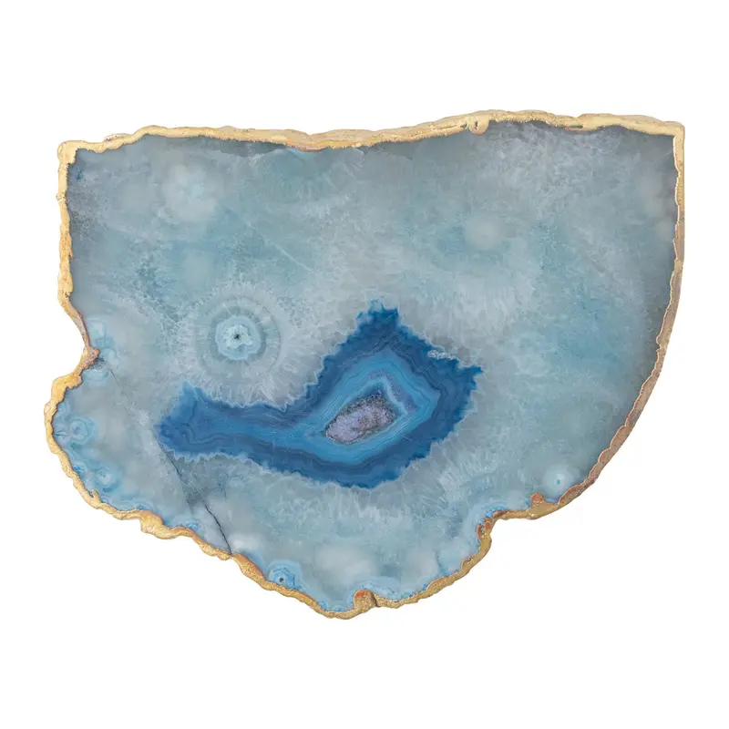 Blue Agate Slab with Gold Edge
