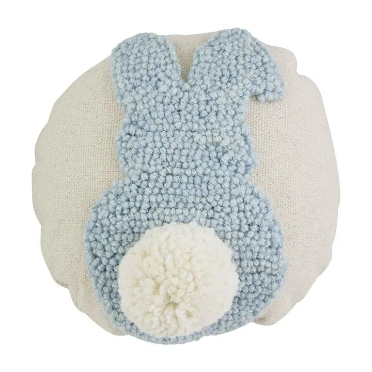 Blue Bunny Mini Hooked Pillow by MudPie