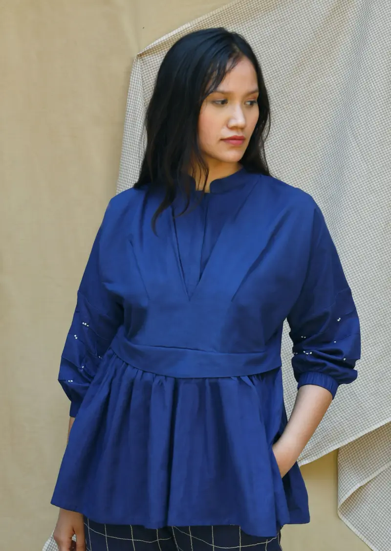 Blue Cotton Tunic Top