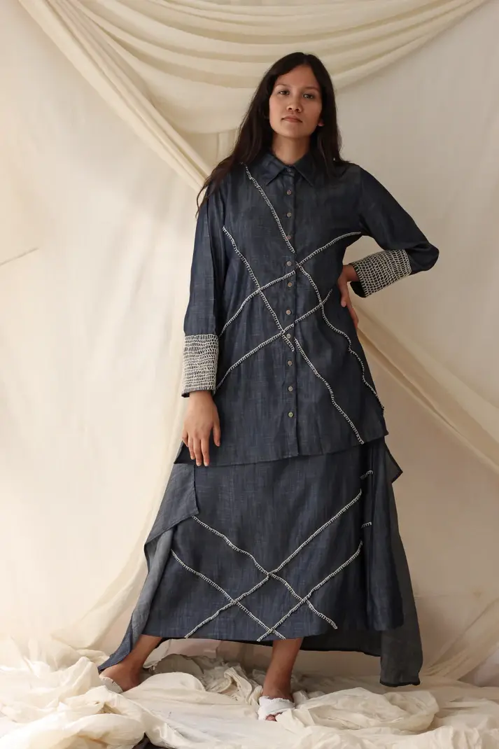 Blue Denim Embroidered Complete Set
