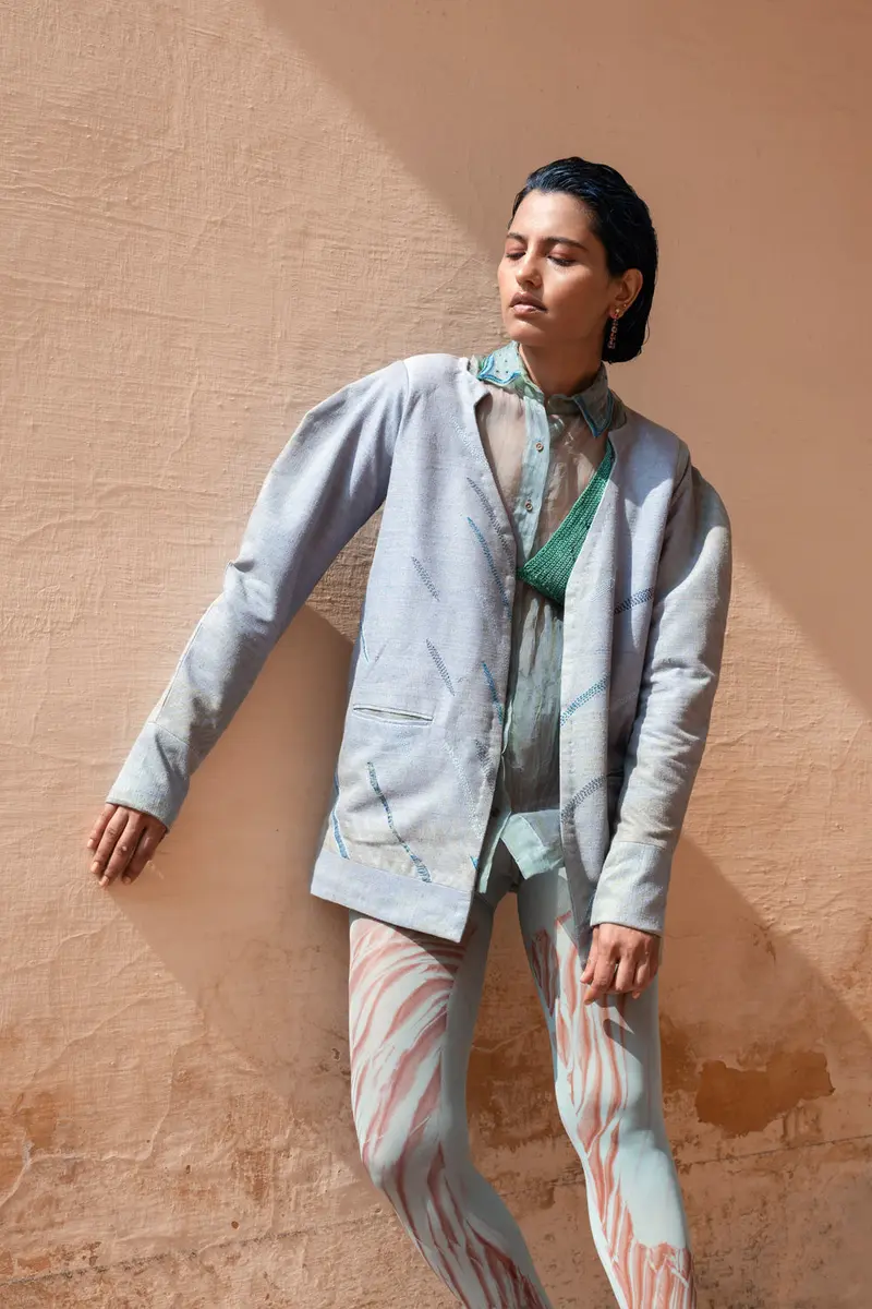 Blue Embroidered Jacket