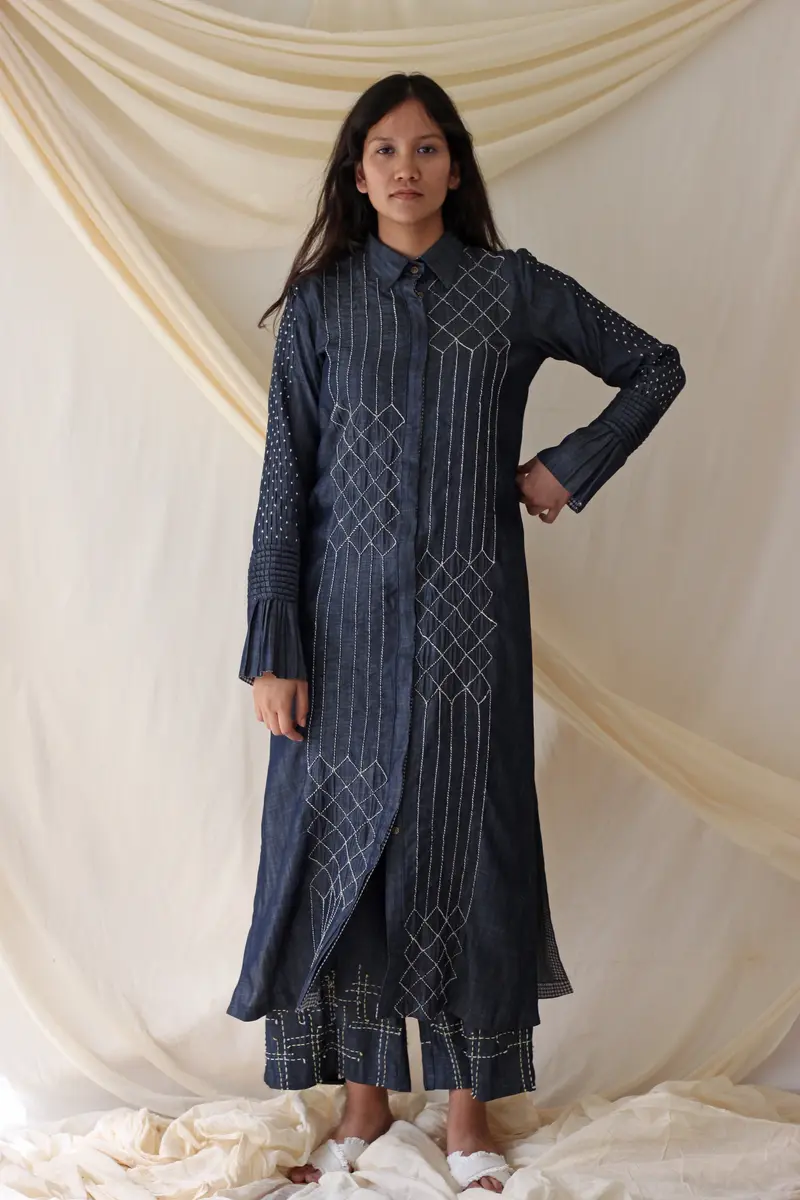 Blue Embroidered Shirt