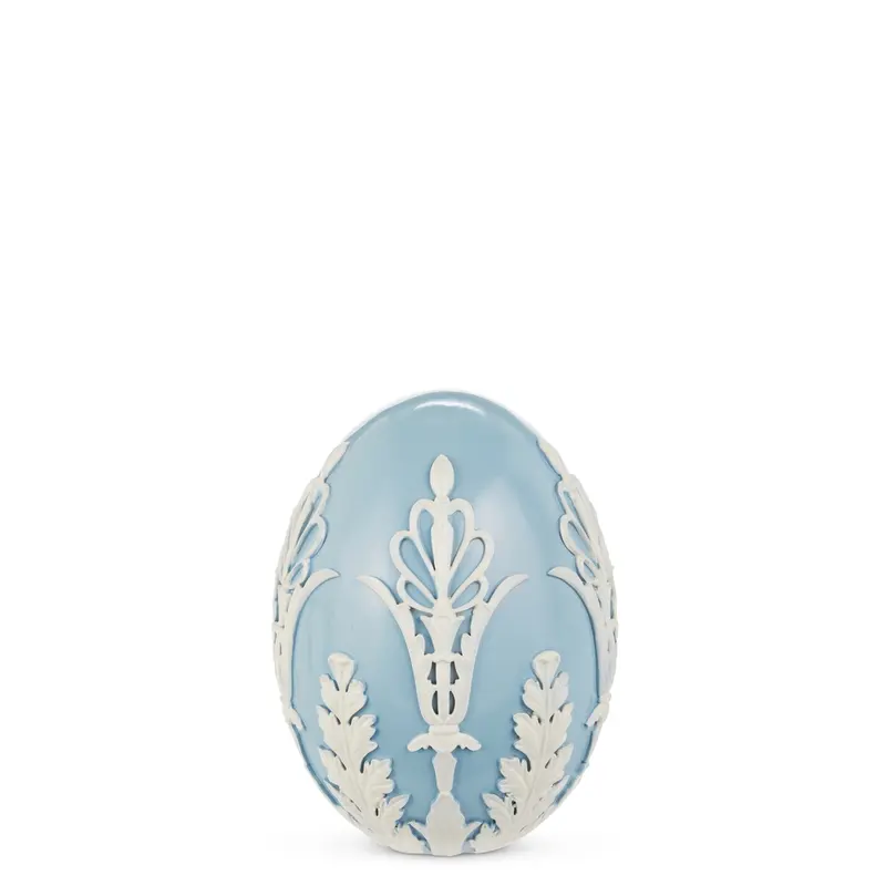 Blue Fretwork Egg 6.5 in