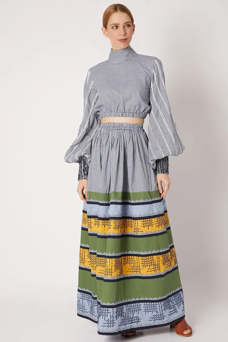 Blue Full Sleeve Cord Set