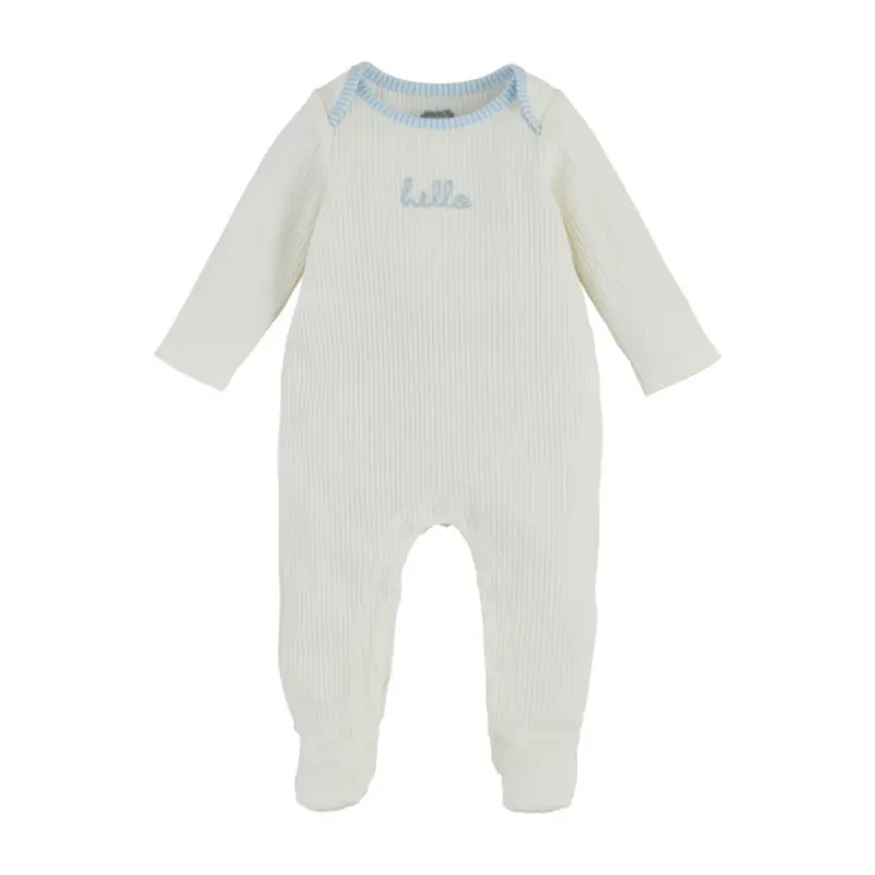 Blue Hello Chainstitch Sleeper 3-6M