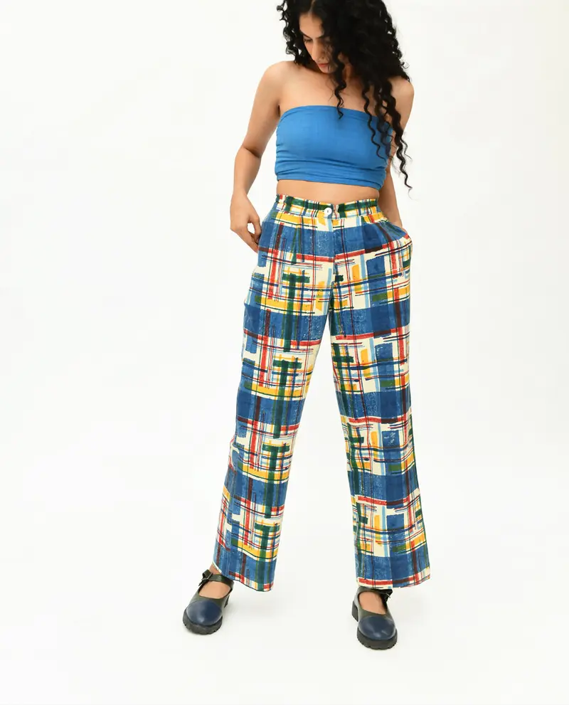 Blue Multicolor Stripes Pant