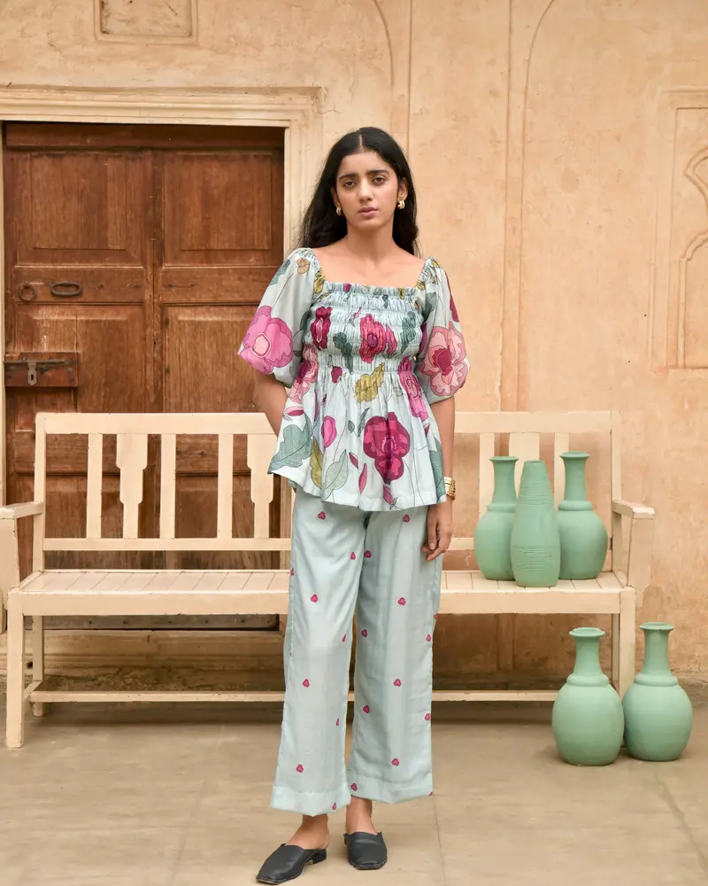 Blue Printed Pant