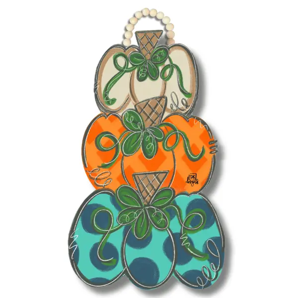 Blue Pumpkin Stack Sign Hanger