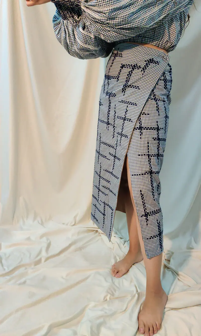 Blue Reversible Wrap Skirt