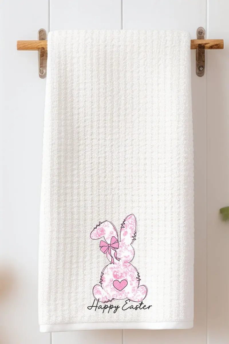 Blush Bunny Happy Easter Waffle Kitchen Towel