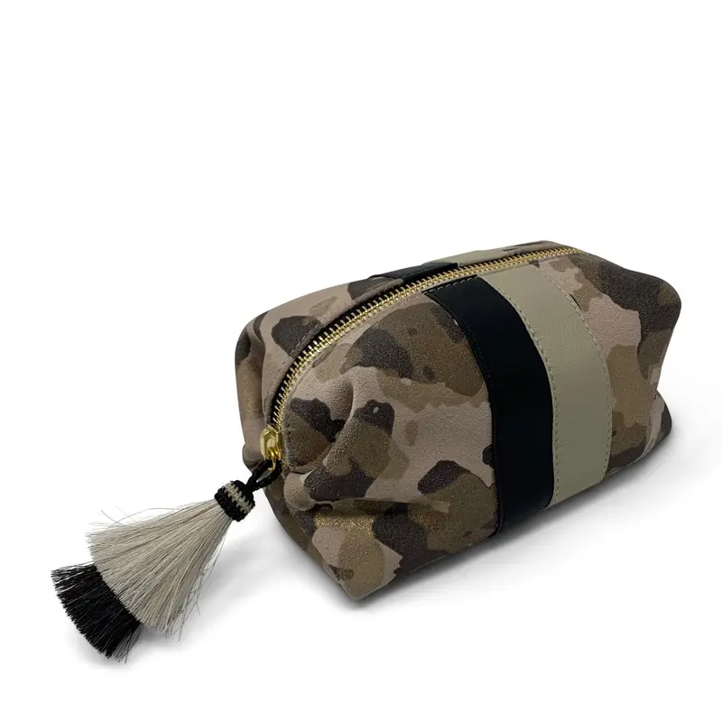 Blush Camo Suede Cosmetic Case with tassel