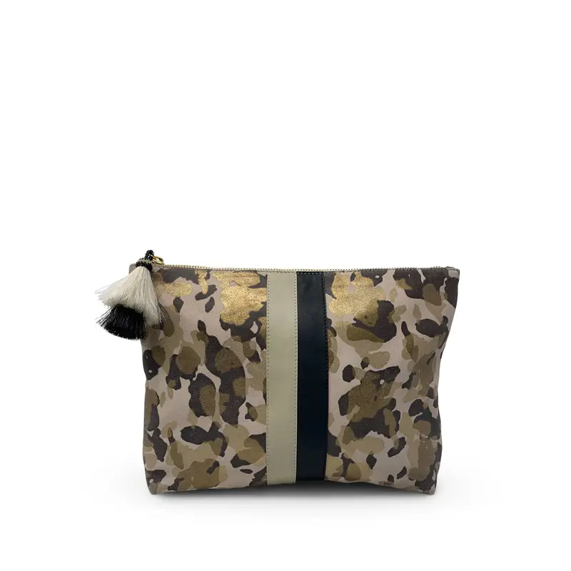Blush Camo Suede Medium Pouch