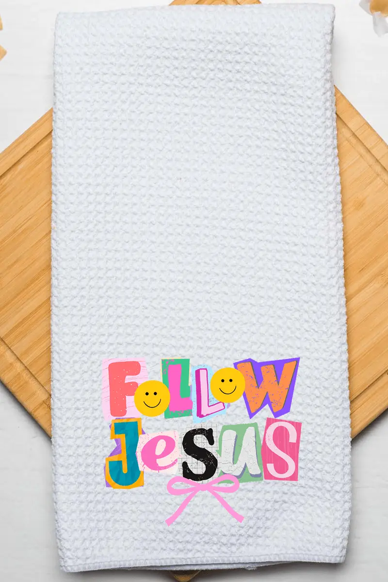 Bold Follow Jesus Waffle Kitchen Towel