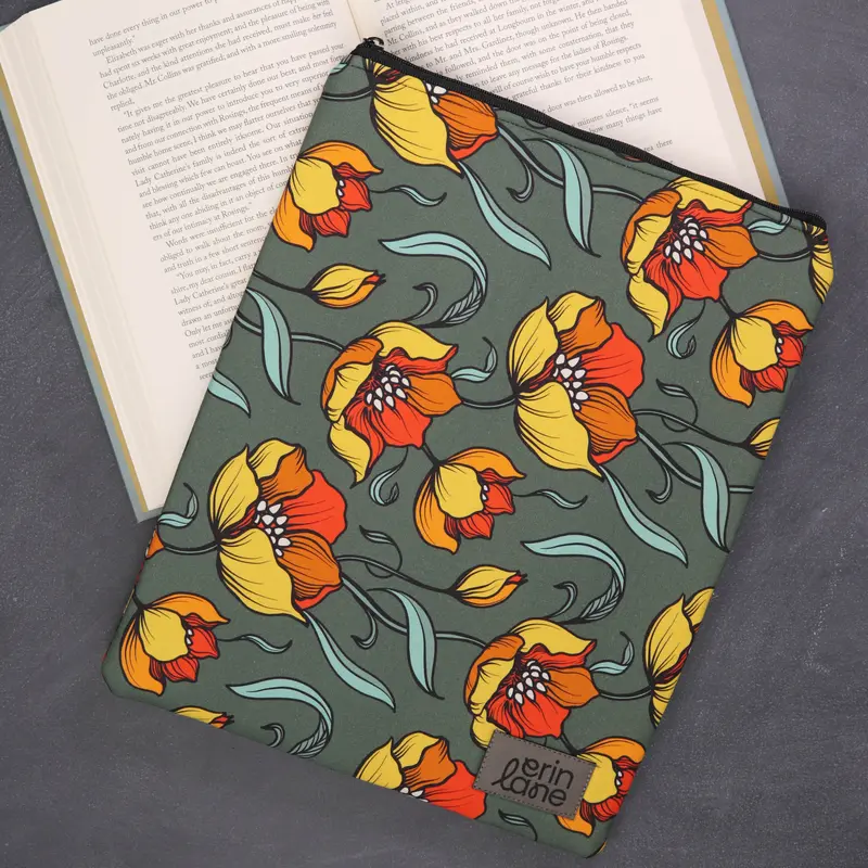 Book and Tablet Case Cover in Fire Flowers