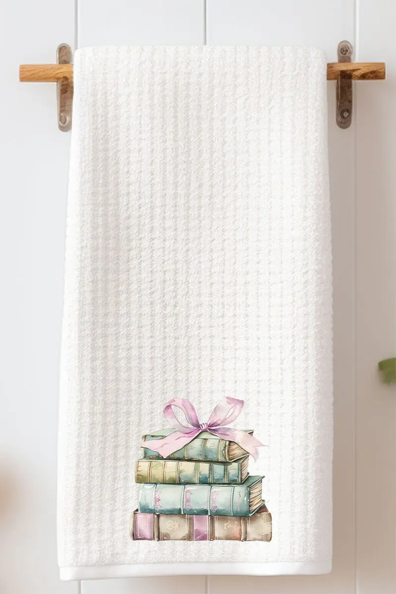 Bows And Books Waffle Kitchen Towel