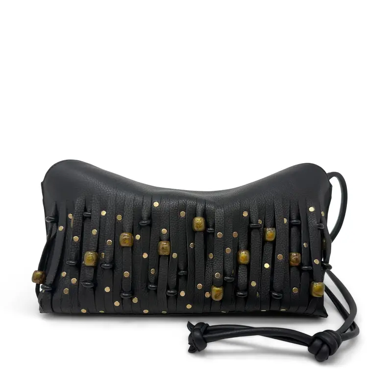Box Clutch - Beaded Black