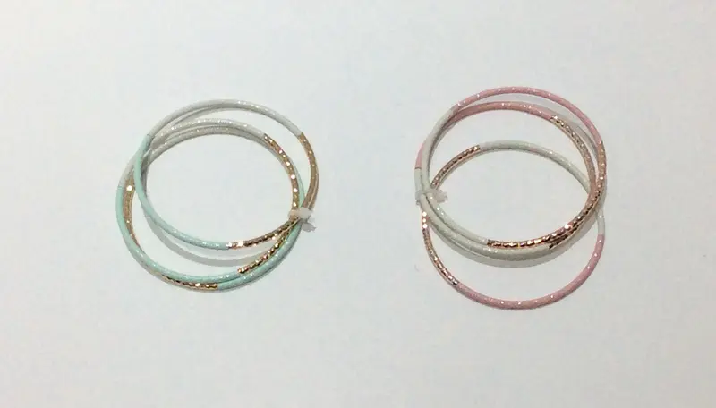Bracelet-3 bangle sparkle metallic bracelet with gold plating