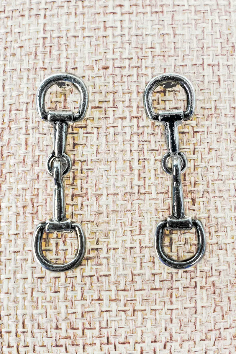 Bridle Line Silvertone Earrings