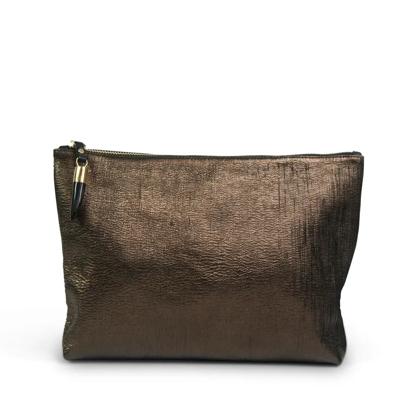 Bronze Metallic Rain Medium Pouch
