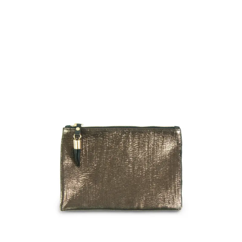 Bronze Metallic Rain Small Pouch