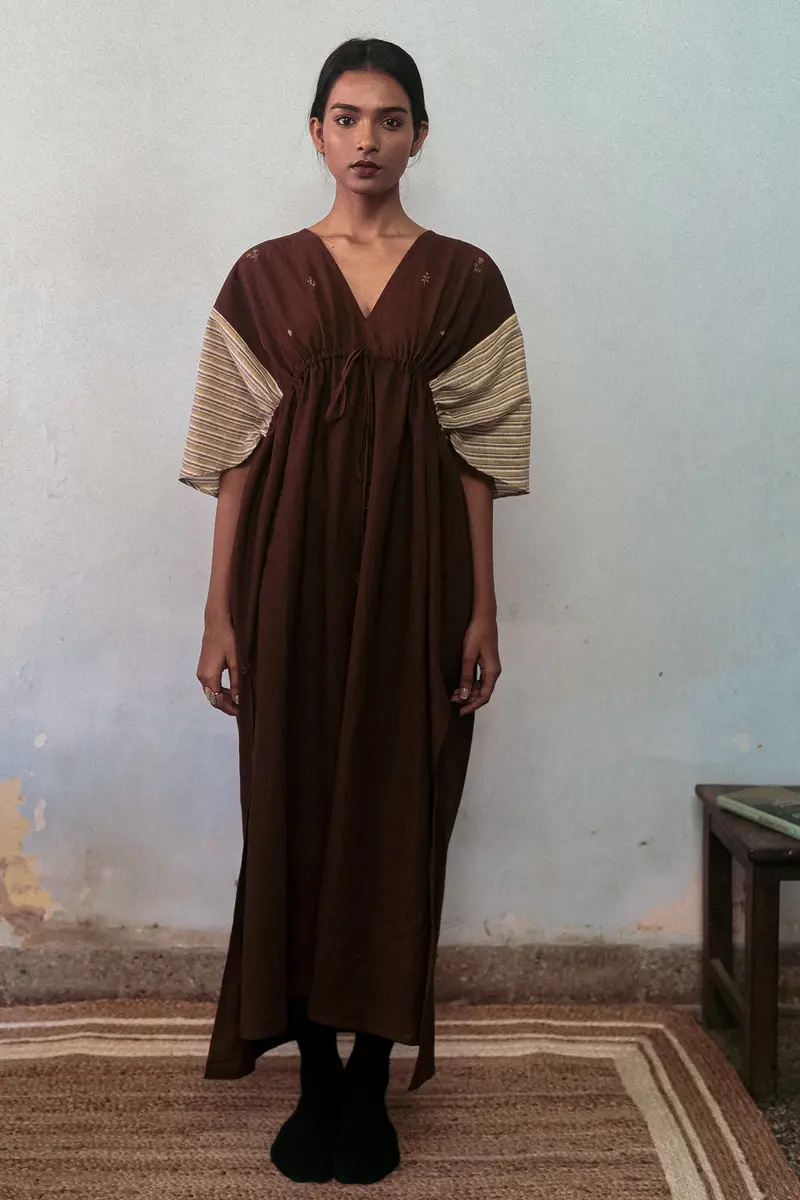 Brown Cotton Kaftan Dress