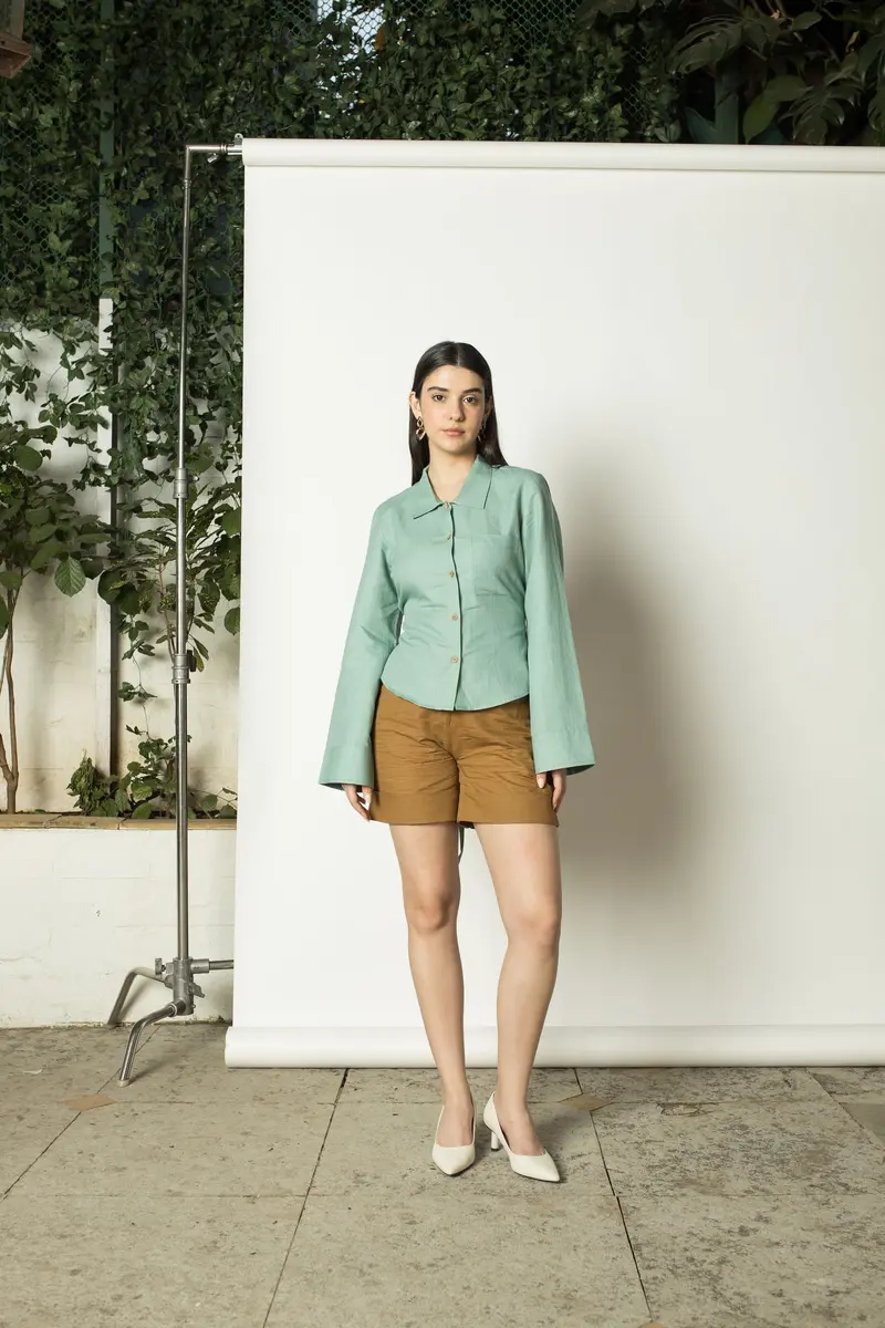 Brown Straight-Leg Shorts