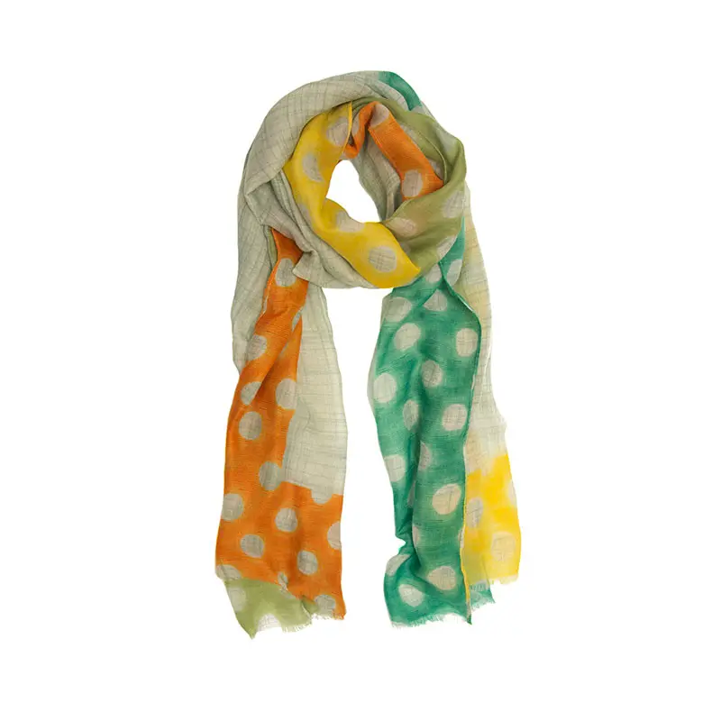 Brushed Big Polka Dot Long Scarf - Green