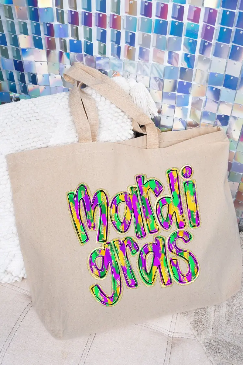 Brushed Mardi Gras Canvas Jumbo Tote