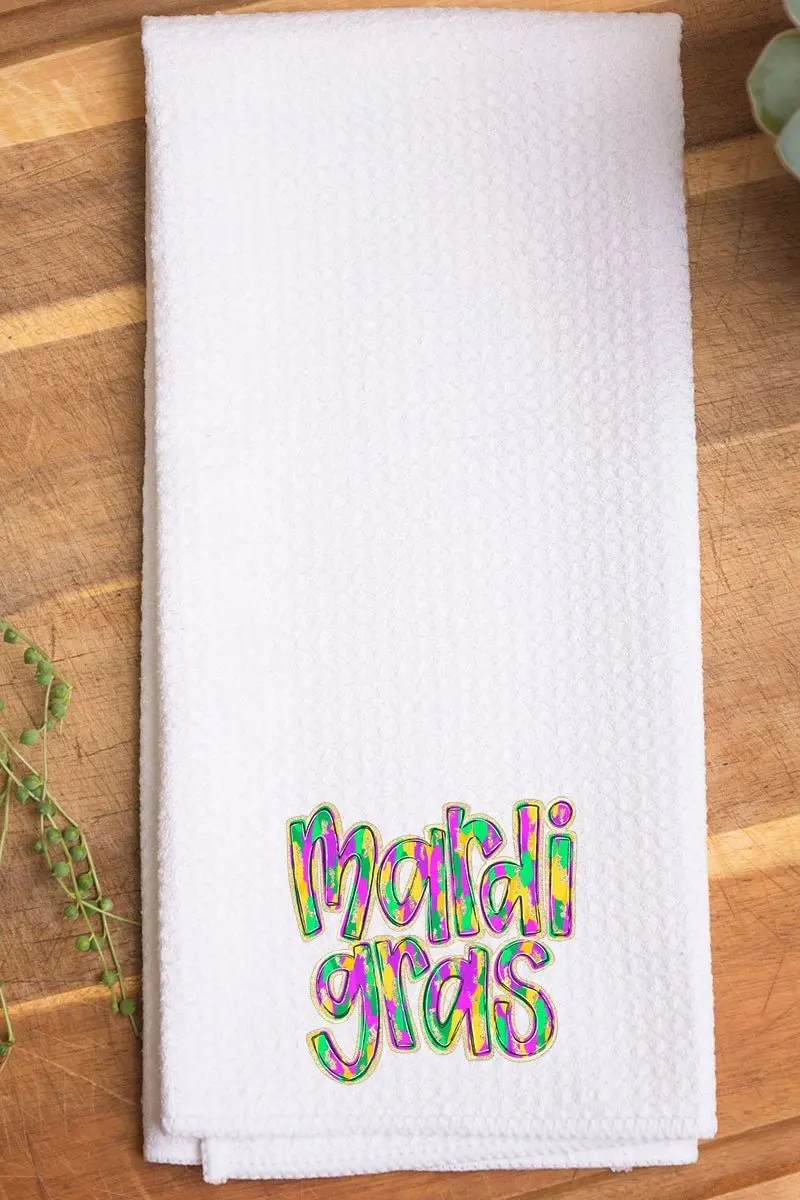 Brushed Mardi Gras Waffle Kitchen Towel