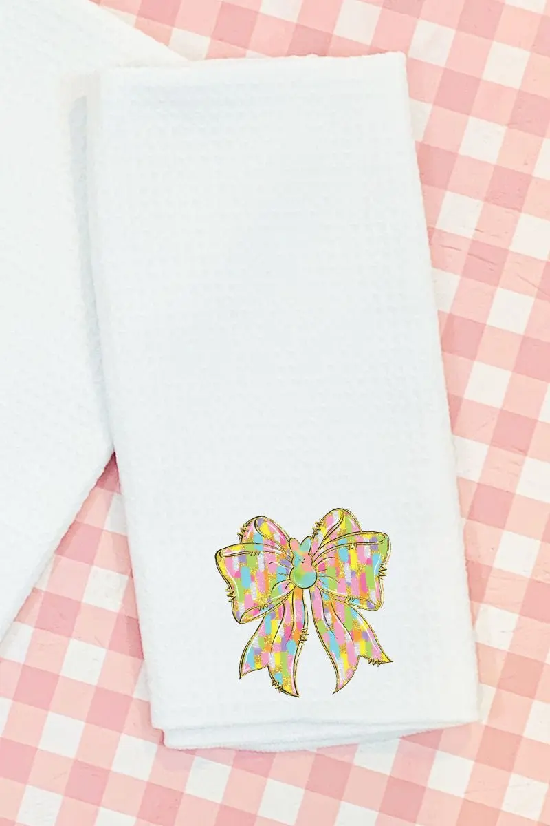 Brushed Peep Coquette Bow Waffle Kitchen Towel