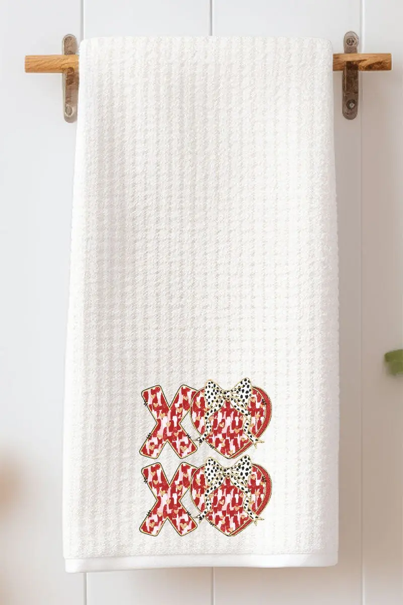 Brushed XOXO Love Waffle Kitchen Towel