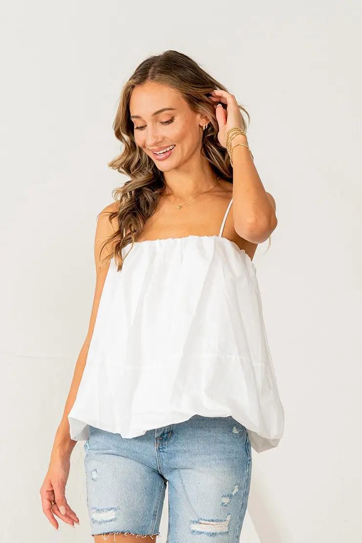 Bubble Hem Spaghetti Strap Top