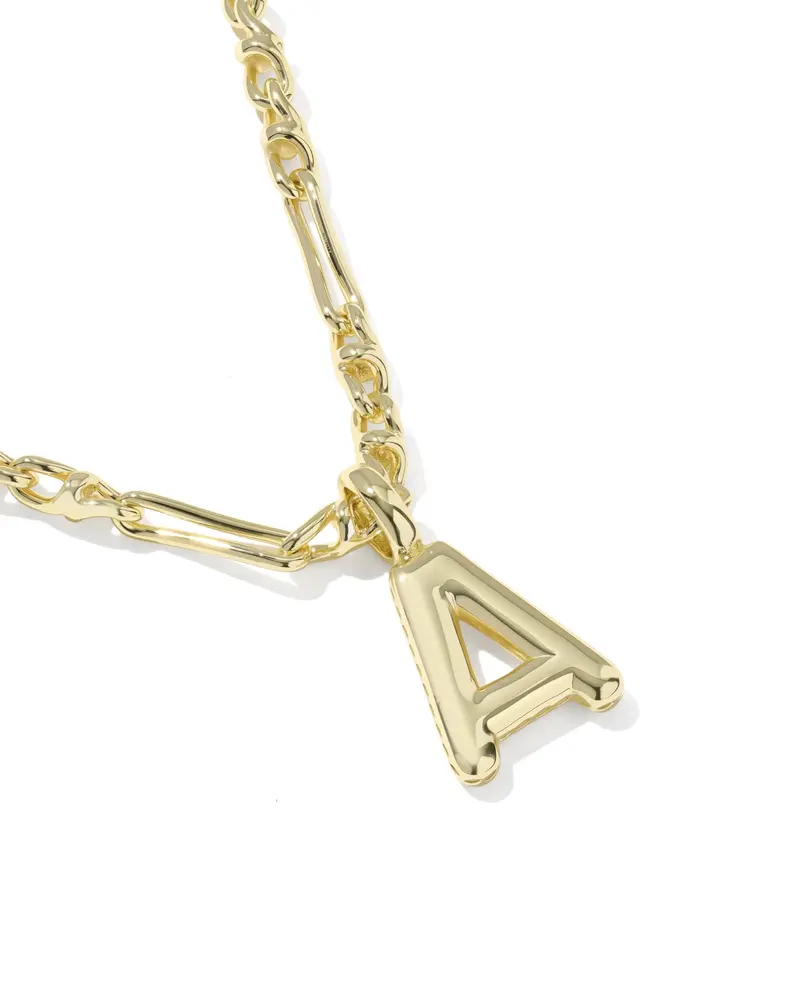 Bubble Letter A Gold Short Pendant Necklace