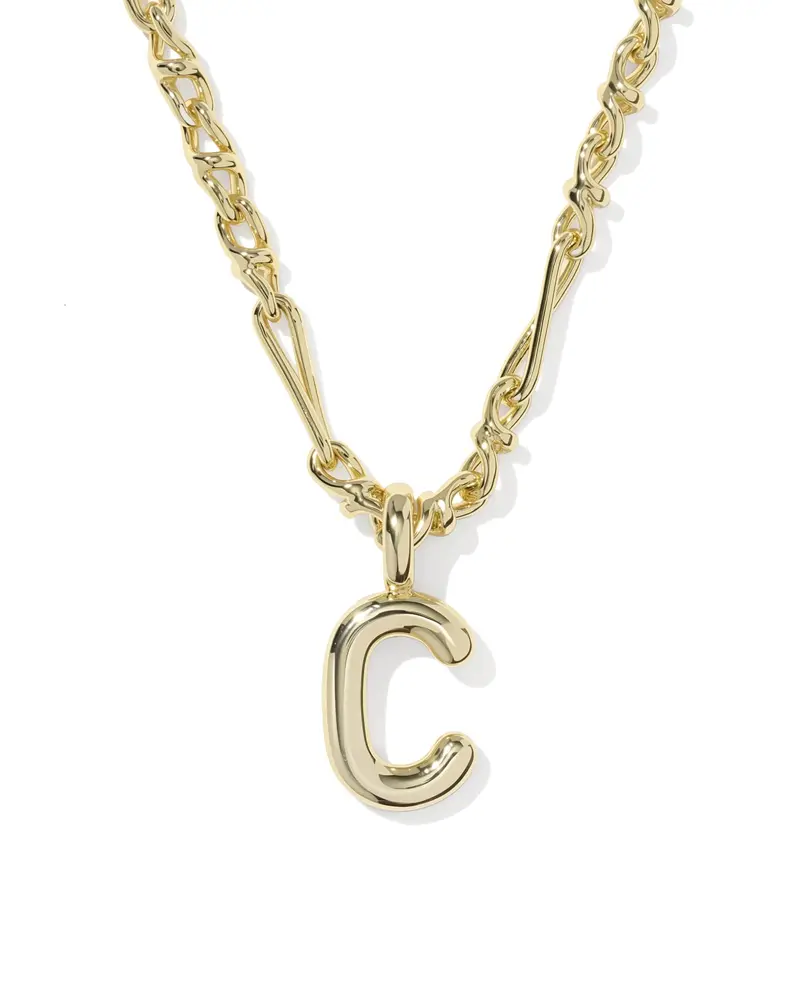 Bubble Letter C Gold Short Pendant Necklace