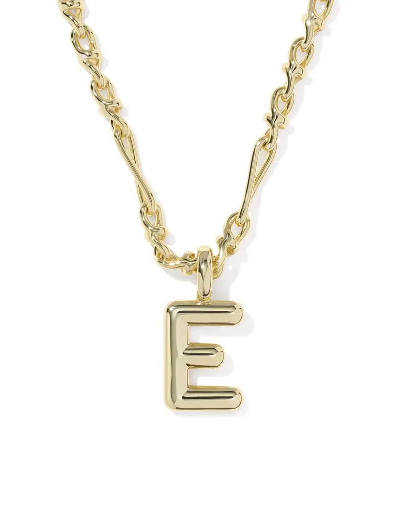 Bubble Letter E Gold Short Pendant Necklace