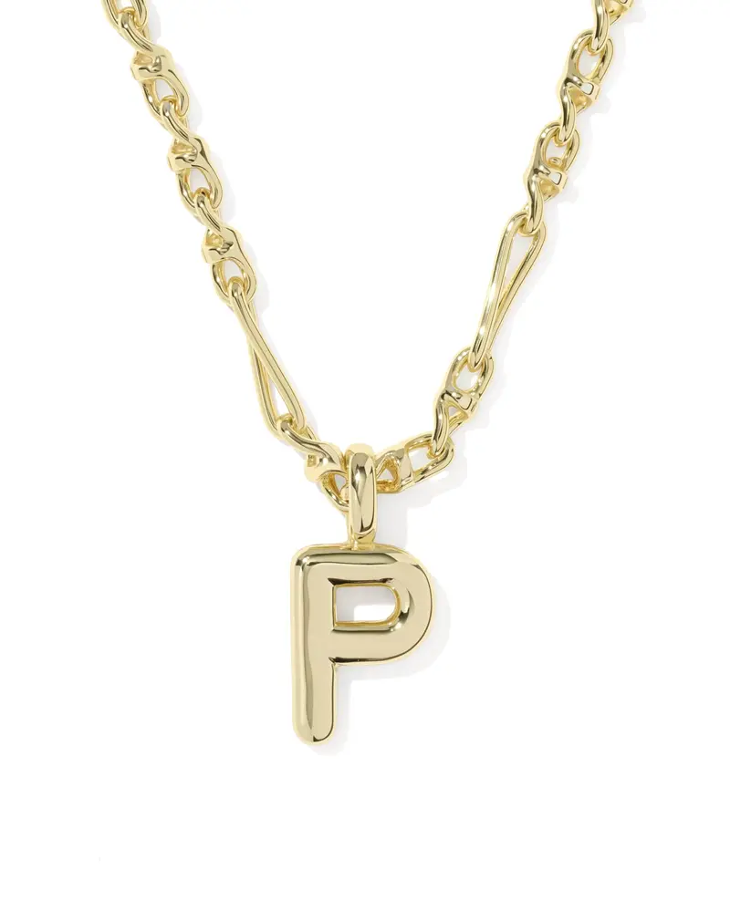 Bubble Letter P Gold Short Pendant Necklace