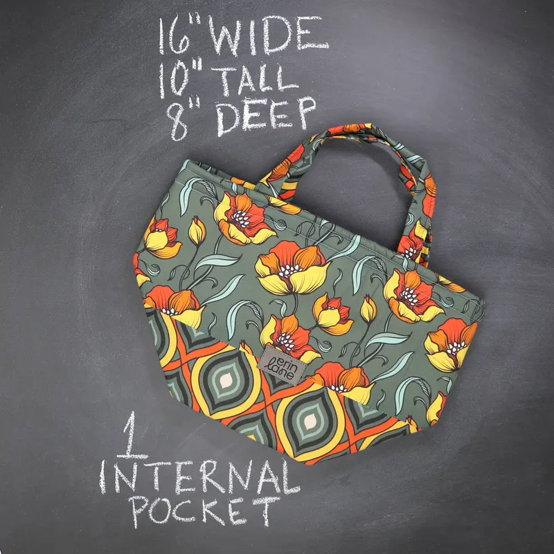 Bucket Tote Bag in Fire Flowers