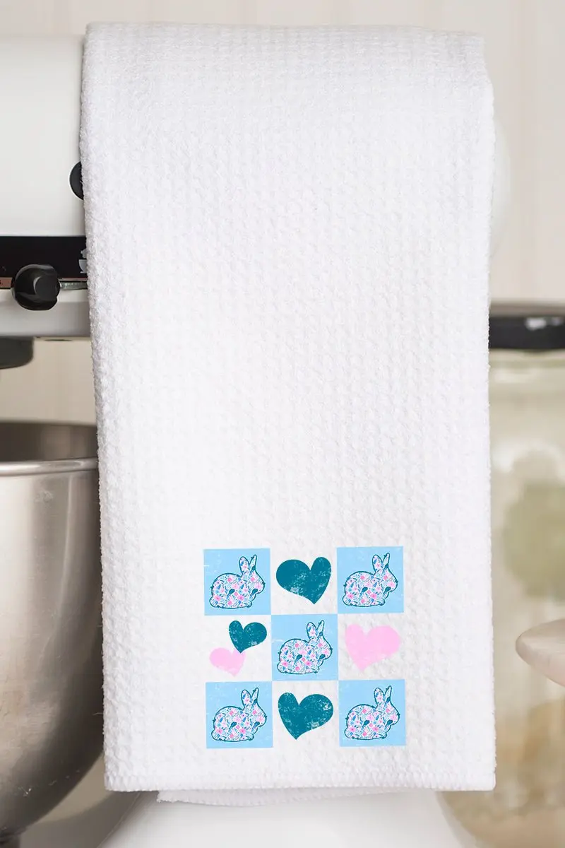 Bunny Love Waffle Kitchen Towel