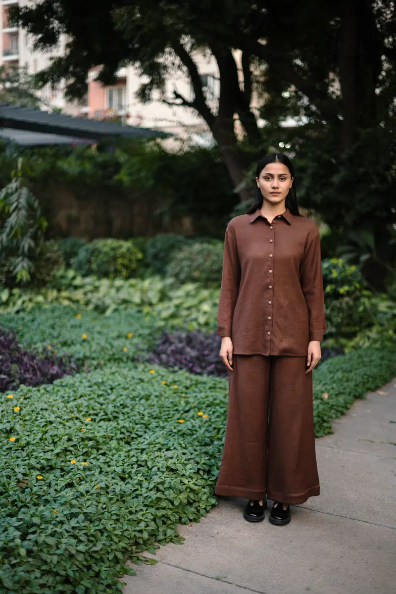 Burnt Brown Merino Wool Coord Set Mahonia