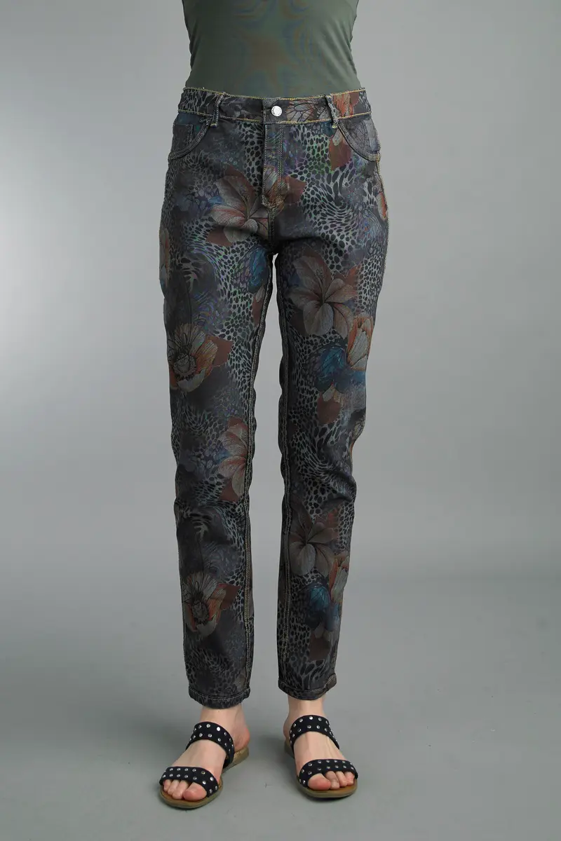 Butterfly Leopard Straight Leg Reversible Jeans