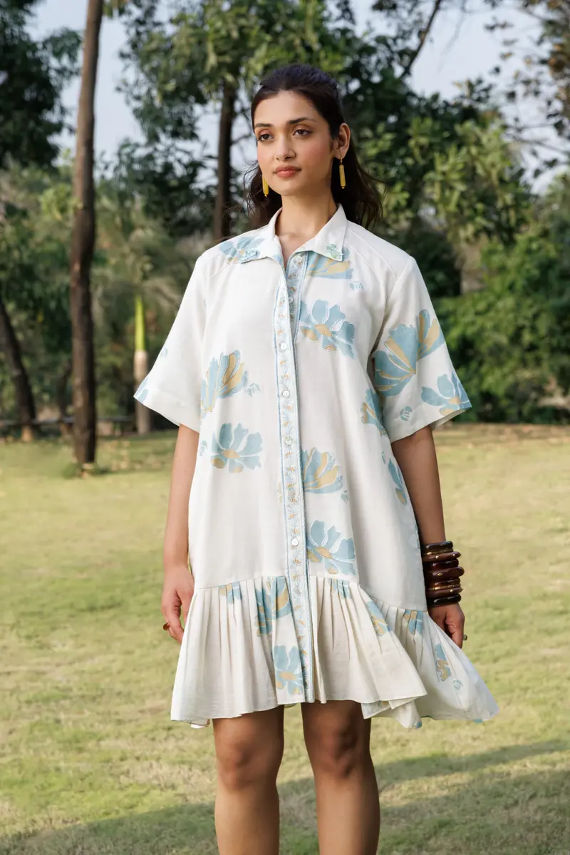 Button down Pleated Shirt Dress