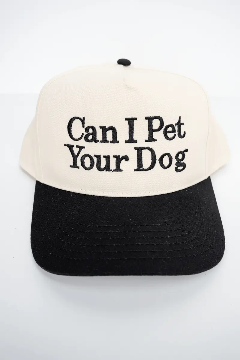 Can I Pet Your Dog Embroidered Five Panel Twill Cap