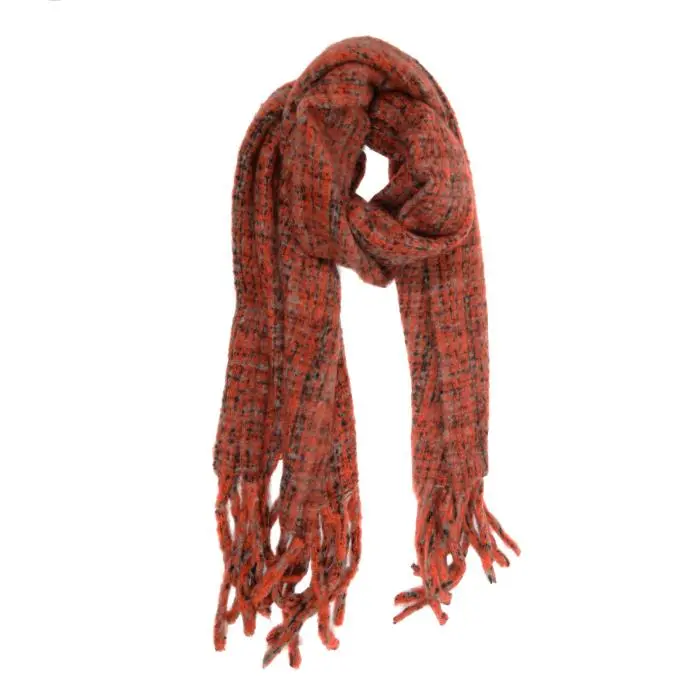 Candy Apple - Micro Plaid Fringe  Scarf