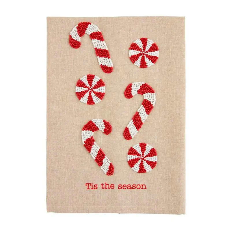 Candy Cane Christmas Bead Towel by Mud Pie