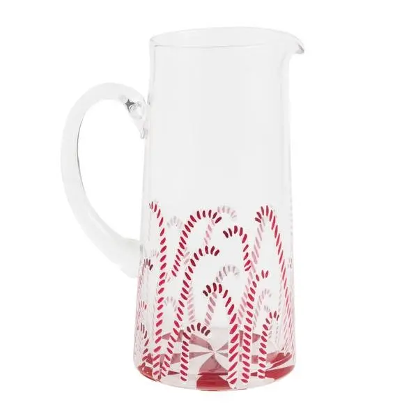 Candy Cane Glass Pitcher by Mud Pie