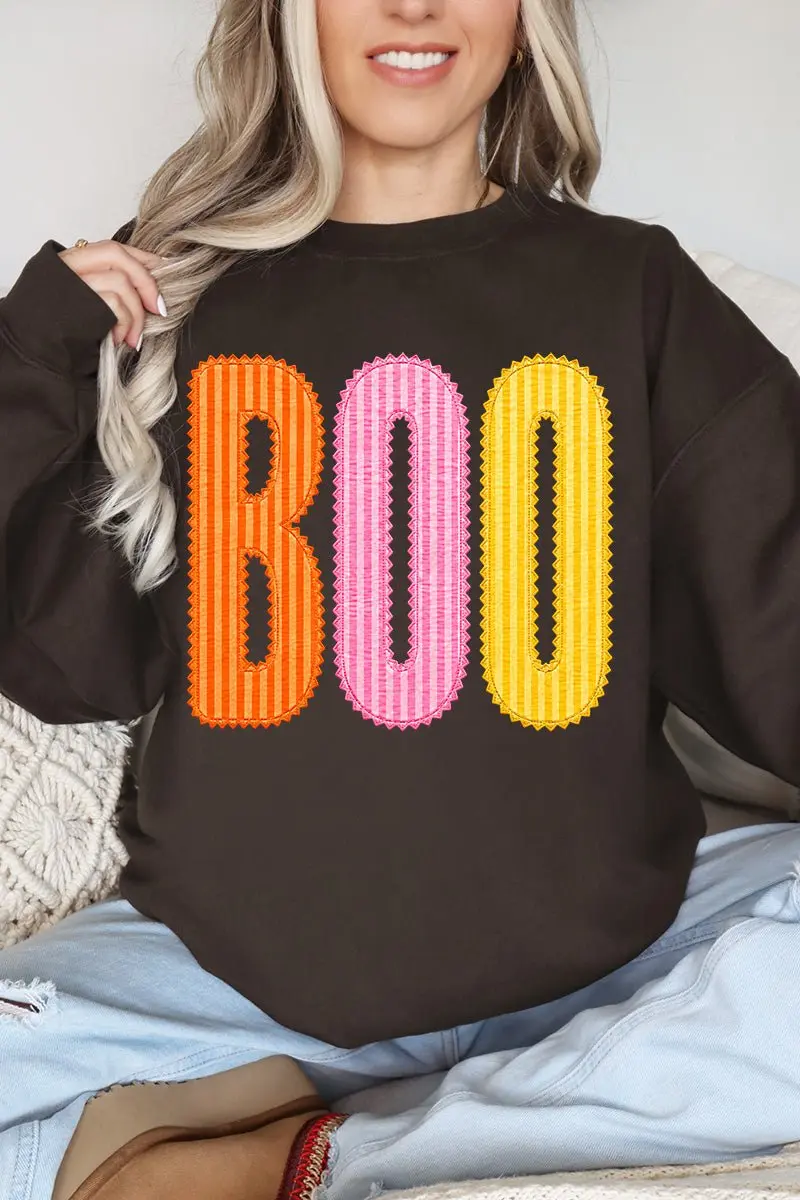 Candy Stripe Boo Heavy Blend Crew Sweatshirt